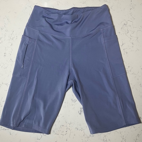 Adrienne Vitadini Sport Light Purple Gray Long Women's Biker Shorts Size Large - Picture 1 of 10